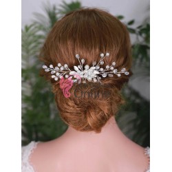 Tiara Ti042FF Argintie pentru decor par cu cristale si perle 